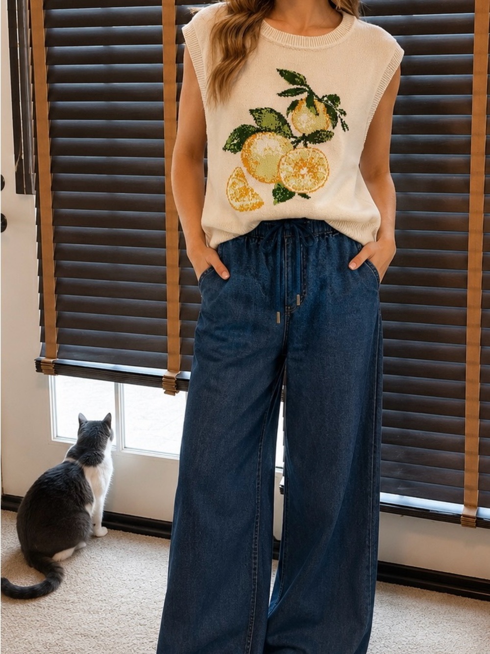 NWT Joe’s Jeans Wide Leg Drawstring Denim Jeans Medium Wash Size 26
